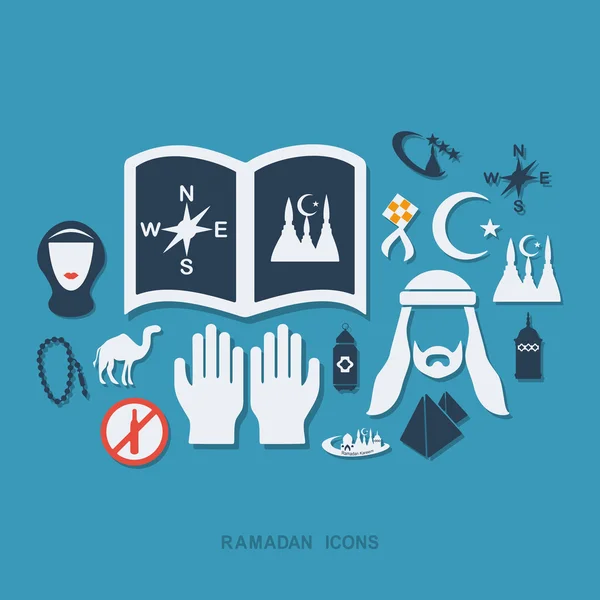 Ramadan-Symbole im Schatten — Stockvektor