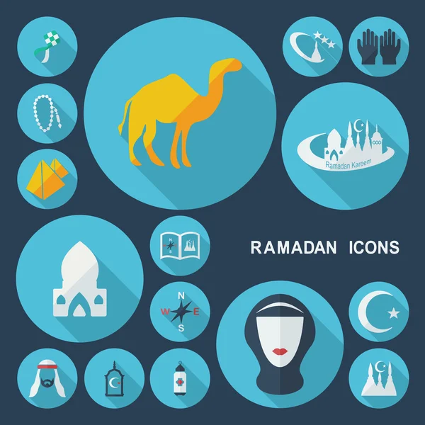 Shadow Ramadan iconos — Vector de stock