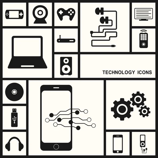 Schaduw technologie iconen — Stockvector