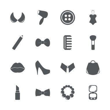 Düz Tasarım Simgeler: moda ve güzellik