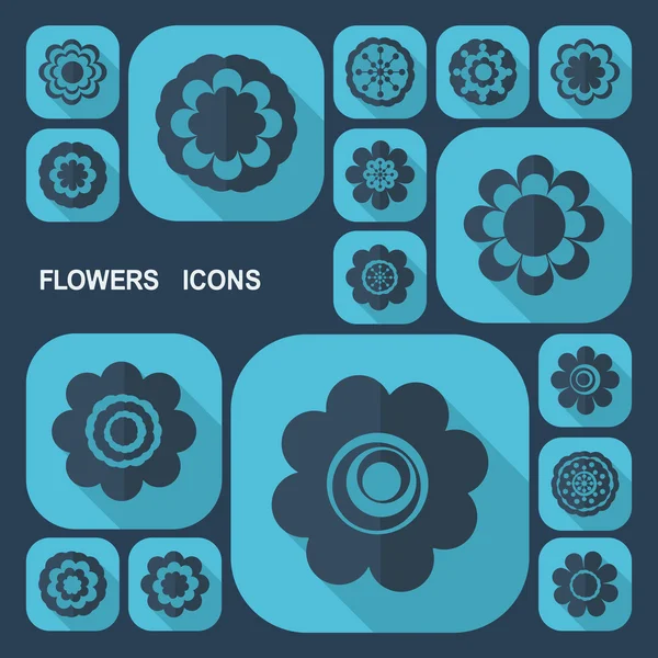 Icônes design plat : fleurs — Image vectorielle