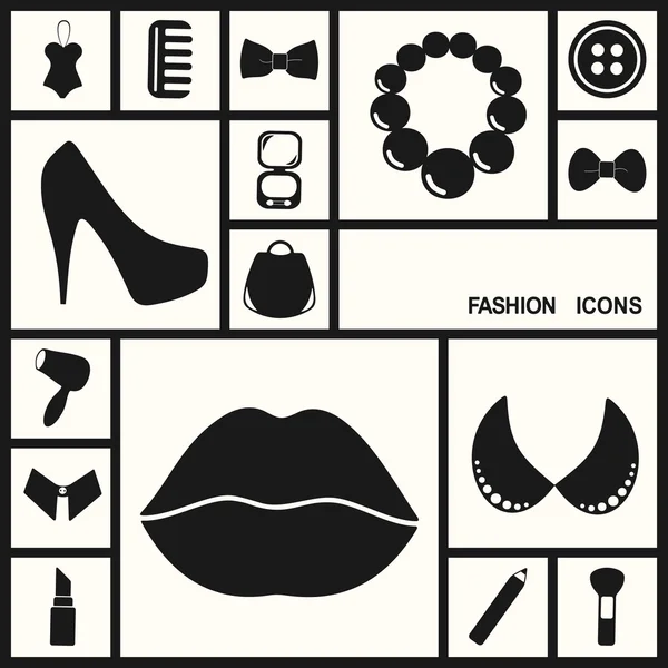 Płaski kształt ikony: moda i uroda — Wektor stockowy