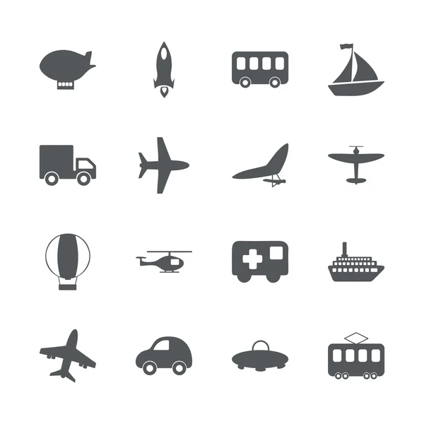 Iconos de diseño plano: transporte — Vector de stock