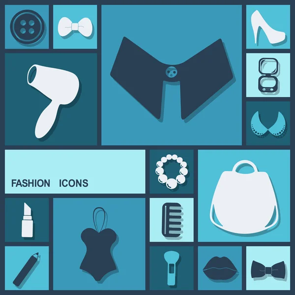 Flat design icons: fashion and beauty — Stock Vector