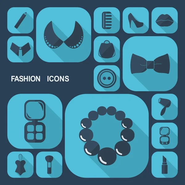 Flache Design-Ikonen: Mode und Schönheit — Stockvektor