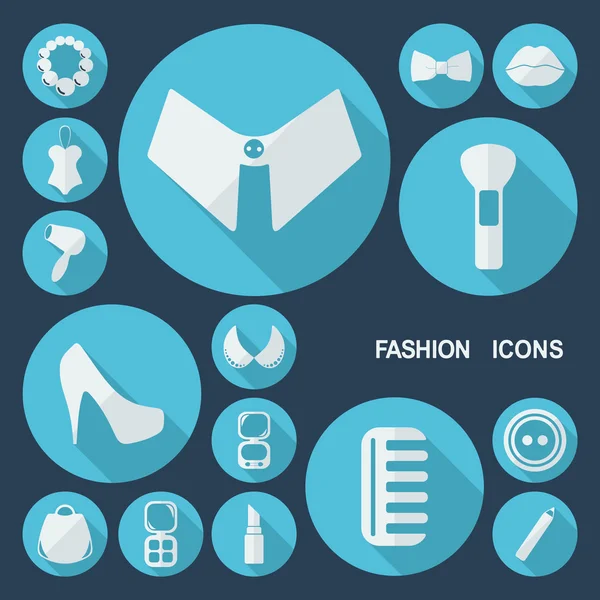 Ícones de design plano: moda e beleza — Vetor de Stock