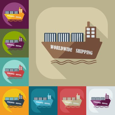 Gölge simgeler gemi teslim ile düz modern tasarım