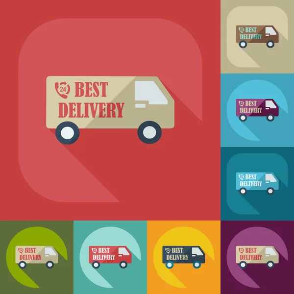 Flat modern design with shadow icons car shipping