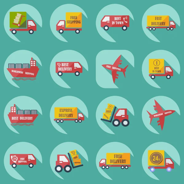 Iconos de montaje de entrega de transporte conjunto de recogida — Vector de stock