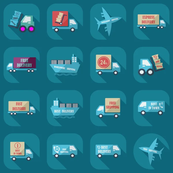 Iconos de montaje de entrega de transporte conjunto de recogida — Vector de stock