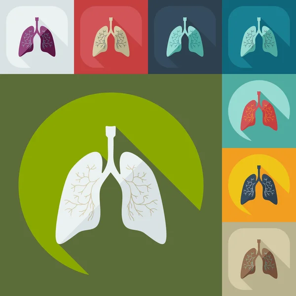 Diseño moderno plano con iconos de sombra pulmones — Archivo Imágenes Vectoriales