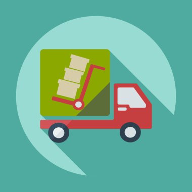 Gölge simgeler araba kargo ile düz modern tasarım