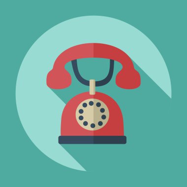 Gölge eski telefon ile düz modern tasarım