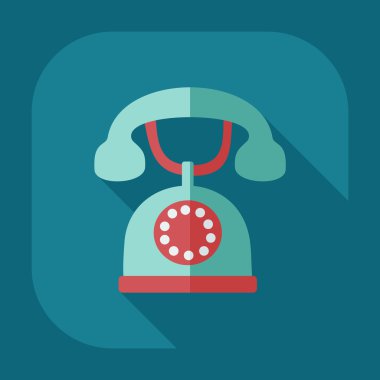 Gölge eski telefon ile düz modern tasarım