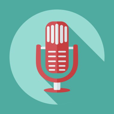 Gölge simgesi mikrofon ile düz modern tasarım