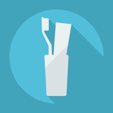 Gölge simgeler diş fırçası ile düz modern tasarım