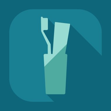 Gölge simgeler diş fırçası ile düz modern tasarım