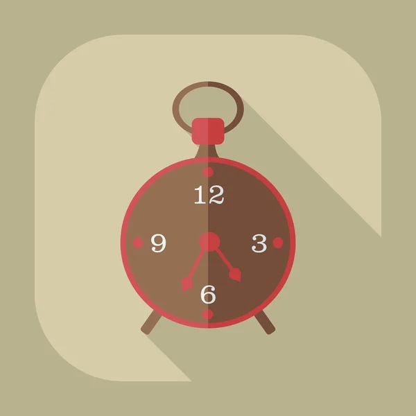 Diseño moderno plano con icono de sombra viejo reloj despertador — Vector de stock