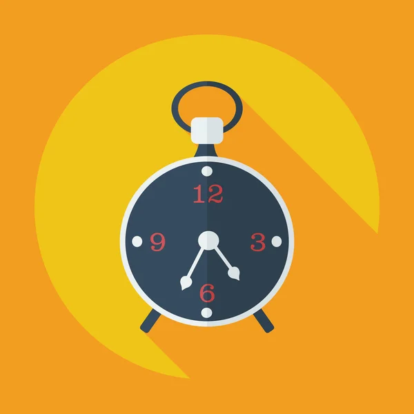 Diseño moderno plano con icono de sombra viejo reloj despertador — Vector de stock