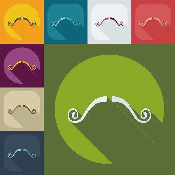 Design moderne plat avec moustache icône ombre — Image vectorielle