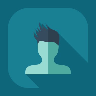 Gölge adam siluet yaratıcı saç modeli ile düz modern tasarım