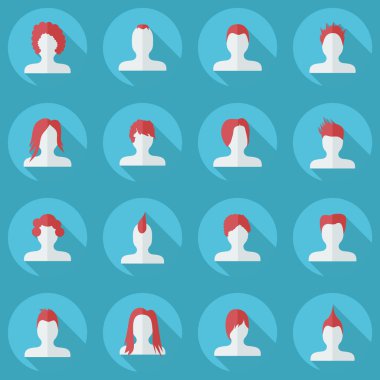 Gölge adam siluet yaratıcı saç modeli ile düz modern tasarım