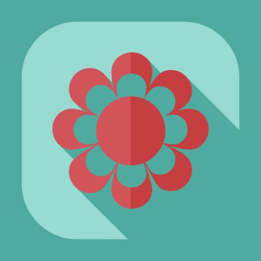 Gölge simgesi çiçek ile düz modern tasarım