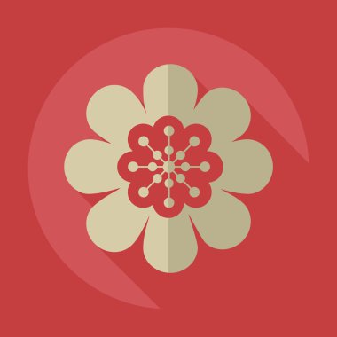 Gölge simgesi çiçek ile düz modern tasarım