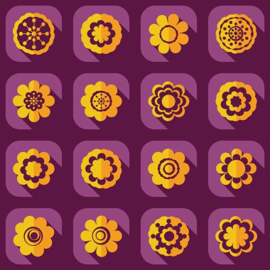 Gölge simgesi çiçek ile düz modern tasarım