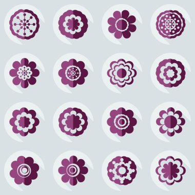 Gölge simgesi çiçek ile düz modern tasarım