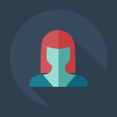 Gölge simgesi siluet kız yaratıcı saç modeli ile düz modern tasarım