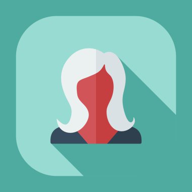 Gölge simgesi siluet kız yaratıcı saç modeli ile düz modern tasarım