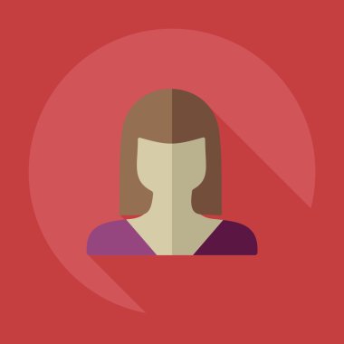 Gölge simgesi siluet kız yaratıcı saç modeli ile düz modern tasarım