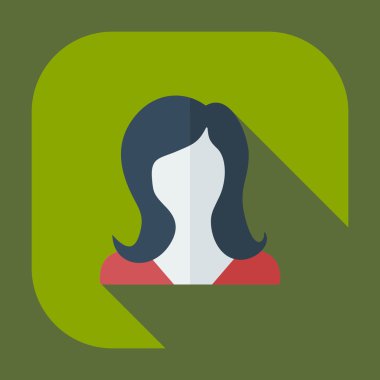 Gölge simgesi siluet kız yaratıcı saç modeli ile düz modern tasarım