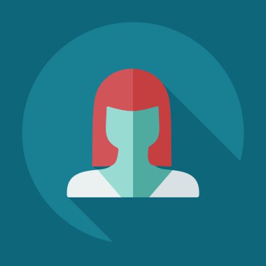 Gölge simgesi siluet kız yaratıcı saç modeli ile düz modern tasarım