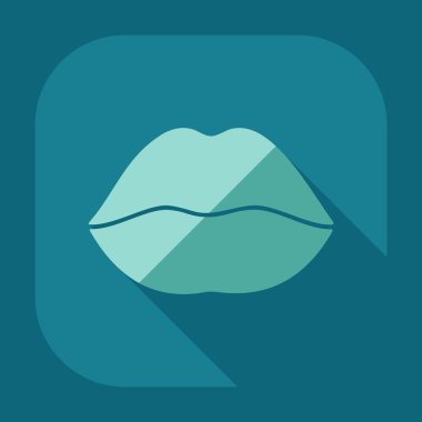 Gölge simgesi dudakları ile düz modern tasarım