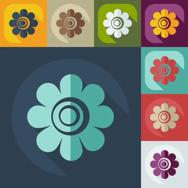 Plat modern design met schaduw pictogram bloem — Stockvector