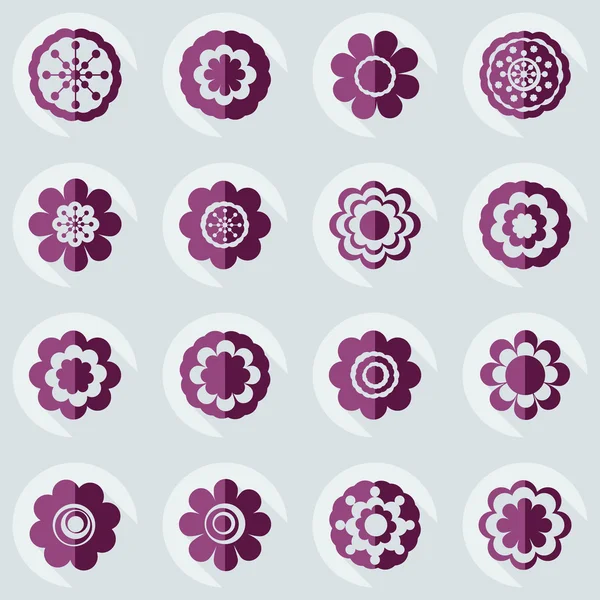 Diseño moderno plano con flor icono de sombra — Vector de stock