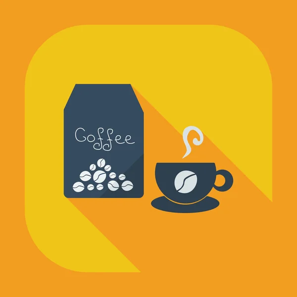 Diseño moderno plano con sombra icono de café — Vector de stock