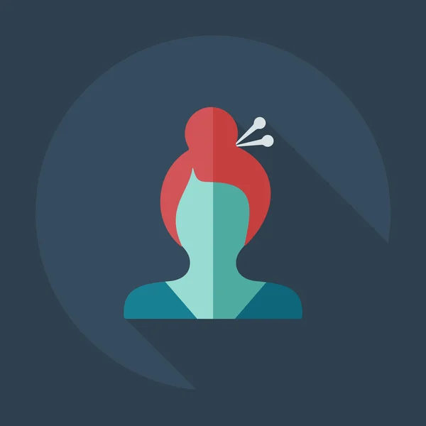 Gölge simgesi siluet kız yaratıcı saç modeli ile düz modern tasarım — Stok Vektör