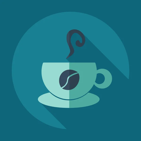 Diseño moderno plano con sombra icono de café — Vector de stock