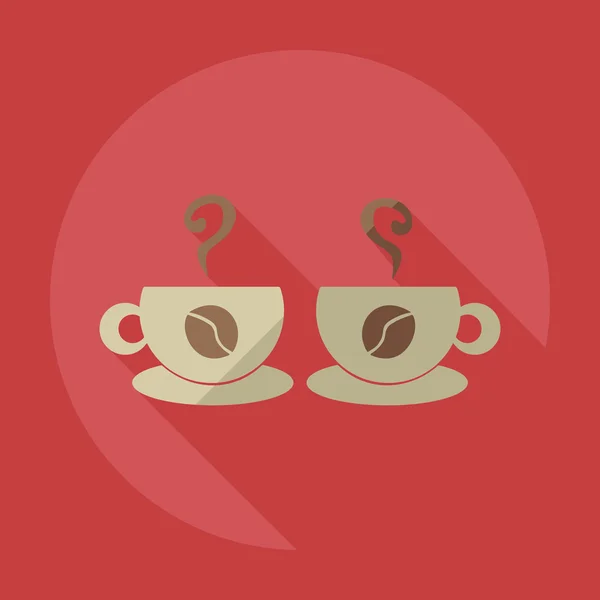 Diseño moderno plano con sombra icono de café — Vector de stock