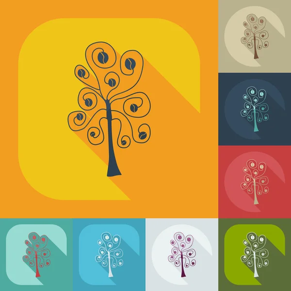 Diseño moderno plano con sombra icono del árbol de café — Vector de stock