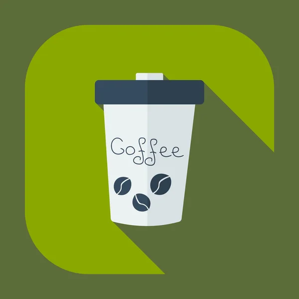 Diseño moderno plano con sombra icono de café — Vector de stock