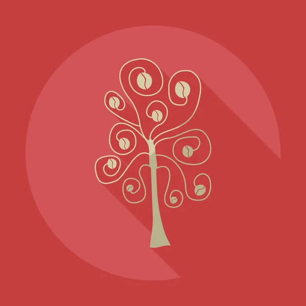 Diseño moderno plano con sombra icono del árbol de café — Vector de stock