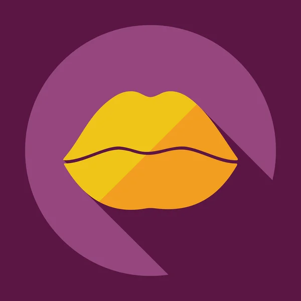 Gölge simgesi dudakları ile düz modern tasarım — Stok Vektör