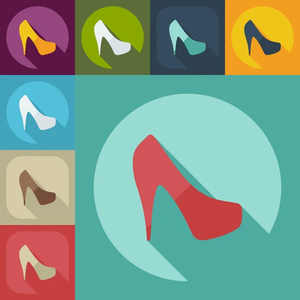 Diseño moderno plano con icono de sombra zapatos de mujer — Archivo Imágenes Vectoriales