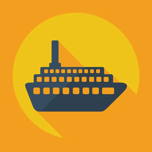 Plat modern design met schaduw pictogram schip — Stockvector