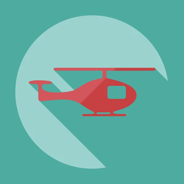 Plat modern design met schaduw pictogram helikopter — Stockvector
