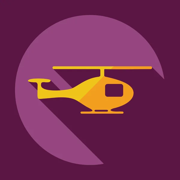Plat modern design met schaduw pictogram helikopter — Stockvector